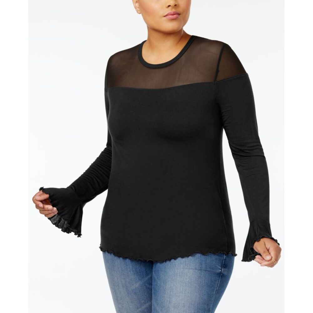 Planet Gold Trendy Plus Size Illusion Top